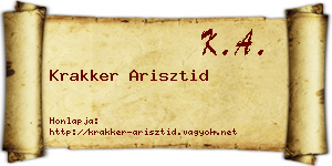 Krakker Arisztid névjegykártya